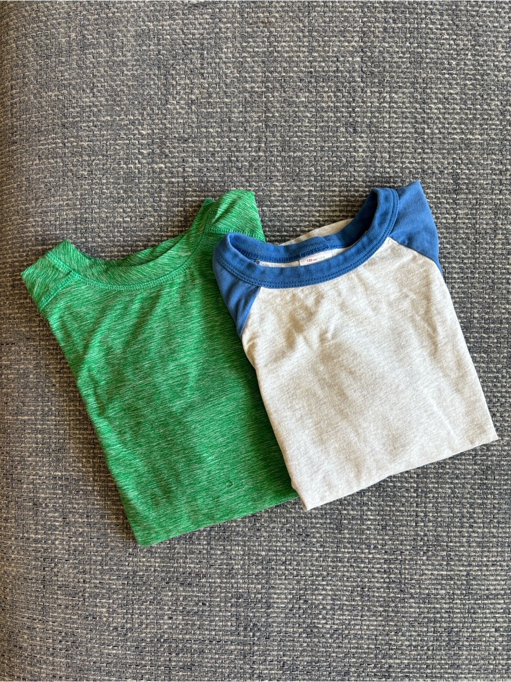 Hanna Andersson Green UV Tee Blue Gray Baseball Shirt Size 8 130